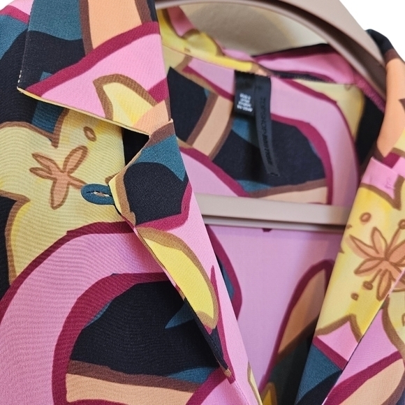 Topshop‎ boutique Karalina York design abstract floral pink silk Blouse size 4 - Picture 5 of 11